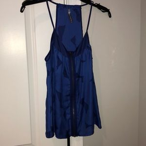 Blue tank with zipper detail